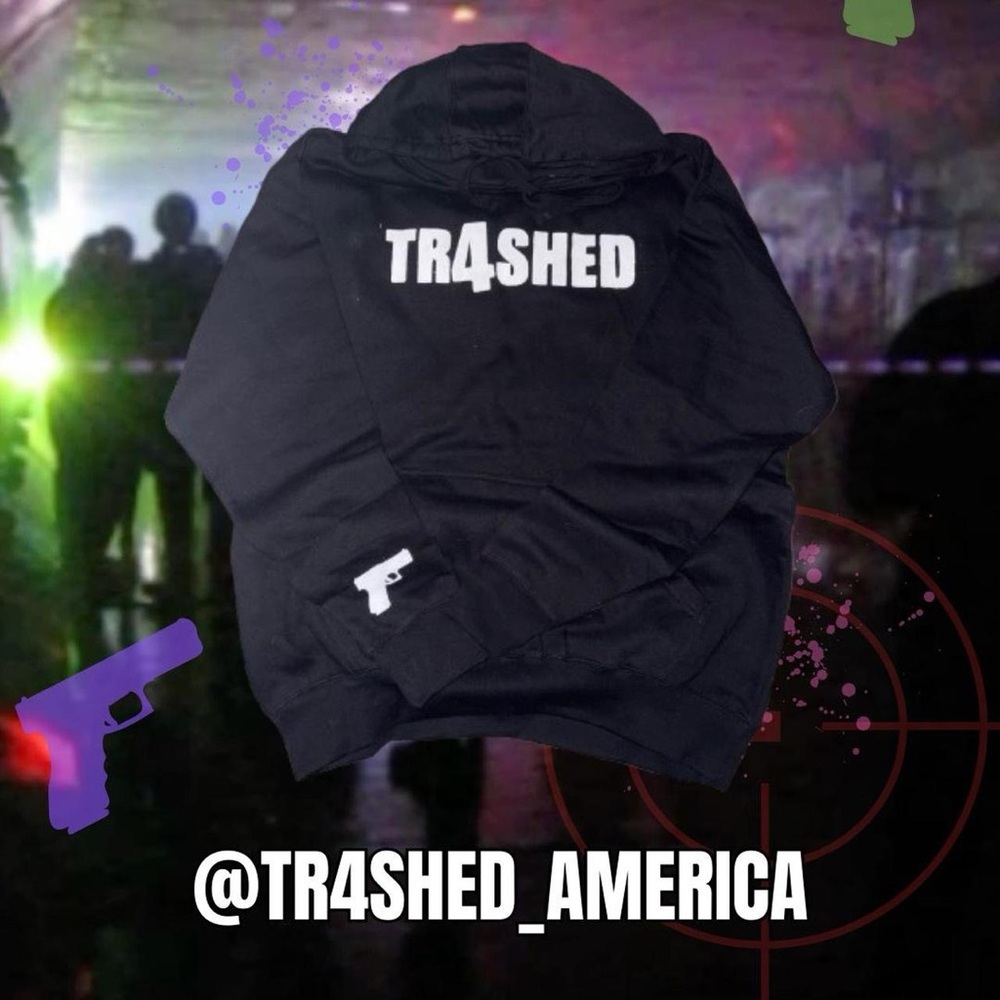 TR4SHED Black Hoodie with White Logo